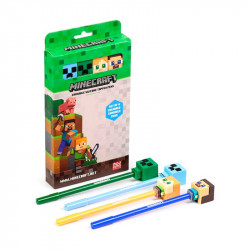 Minecraft Chibi Style Set of 4 Erasable Pens with Silicone Topper